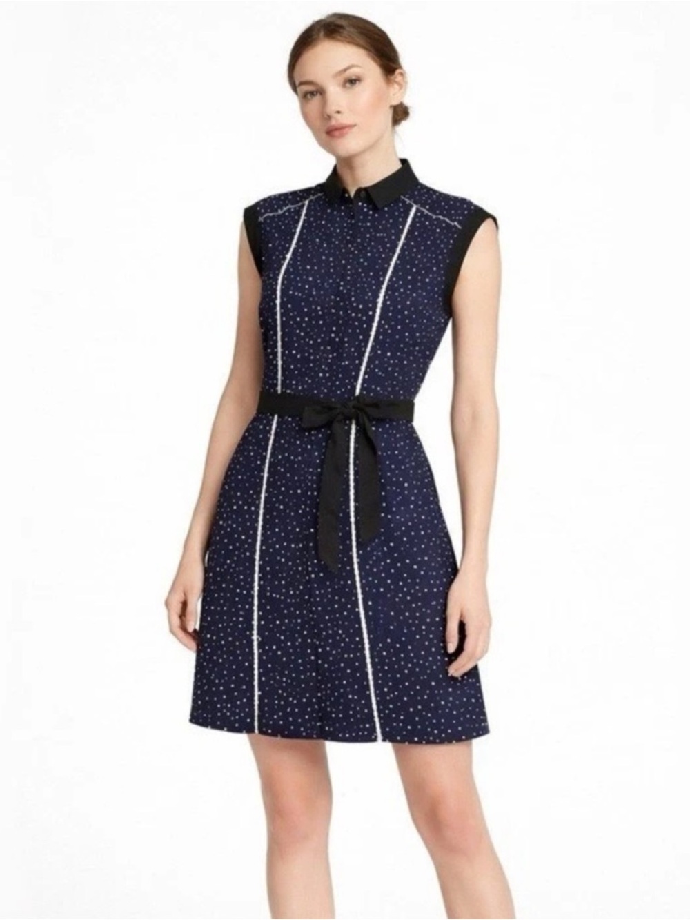 Jason Wu x Target Navy Polka Dot Pleated Mini Dress Size L
